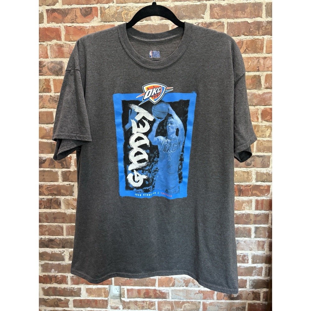 NBA Oklahoma City OKC Thunder, Josh Giddey #3, Men's Gray Graphic Shirt, Size XL